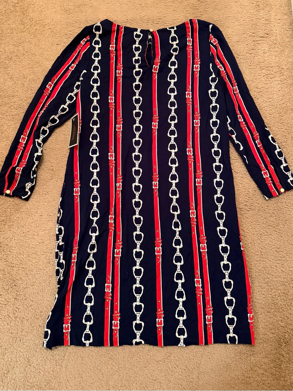 Juicy Couture Navy Dress with Red & White Chain Stripe